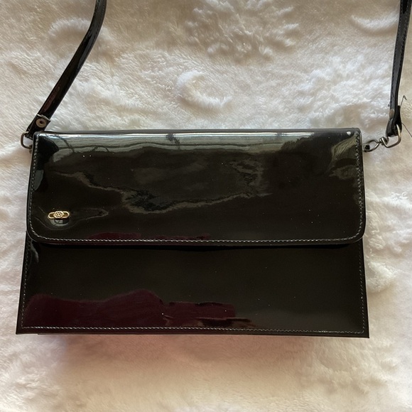 Source Unknown Handbags - Vintage Black Envelope Clutch Evening Bag Slim Minimalist Purse with Chain Strap